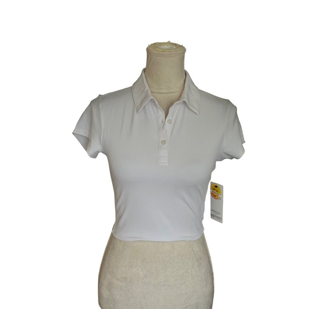 90 Degree By Reflex Work Out Polo Crop Top UPF 50+ Protection -  Drop Shot NWT